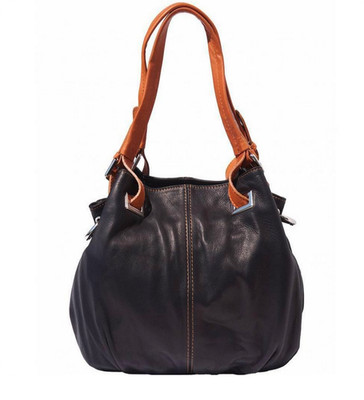 Italian Leather Handbag NWOT Vera Pelle Removable Cross Body Strap Black Brown