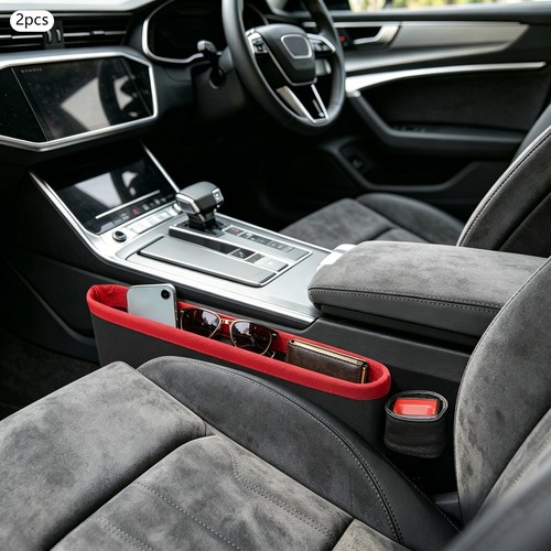 2 PCS Car Seat Side Storage Box Car Seat Console Gap Filler Plug-in ...