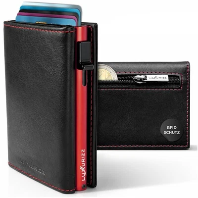 Luxurizz® Slim Wallet Magnetvershluss Rfid Schutz Geldbörse Geldbeutel - Rot - Bild 1 von 4