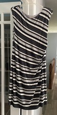 Loft Dress Women White Gray Striped Sheath Midi Sleeveless Lined Size L