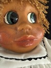 Vintage Wooden 16” Doll Naber Baby Blonde Green Eyes White Dress Yarn Cute — photo 9