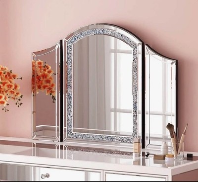 Everly Quinn Faustine Trifold Arched Vanity Mirror