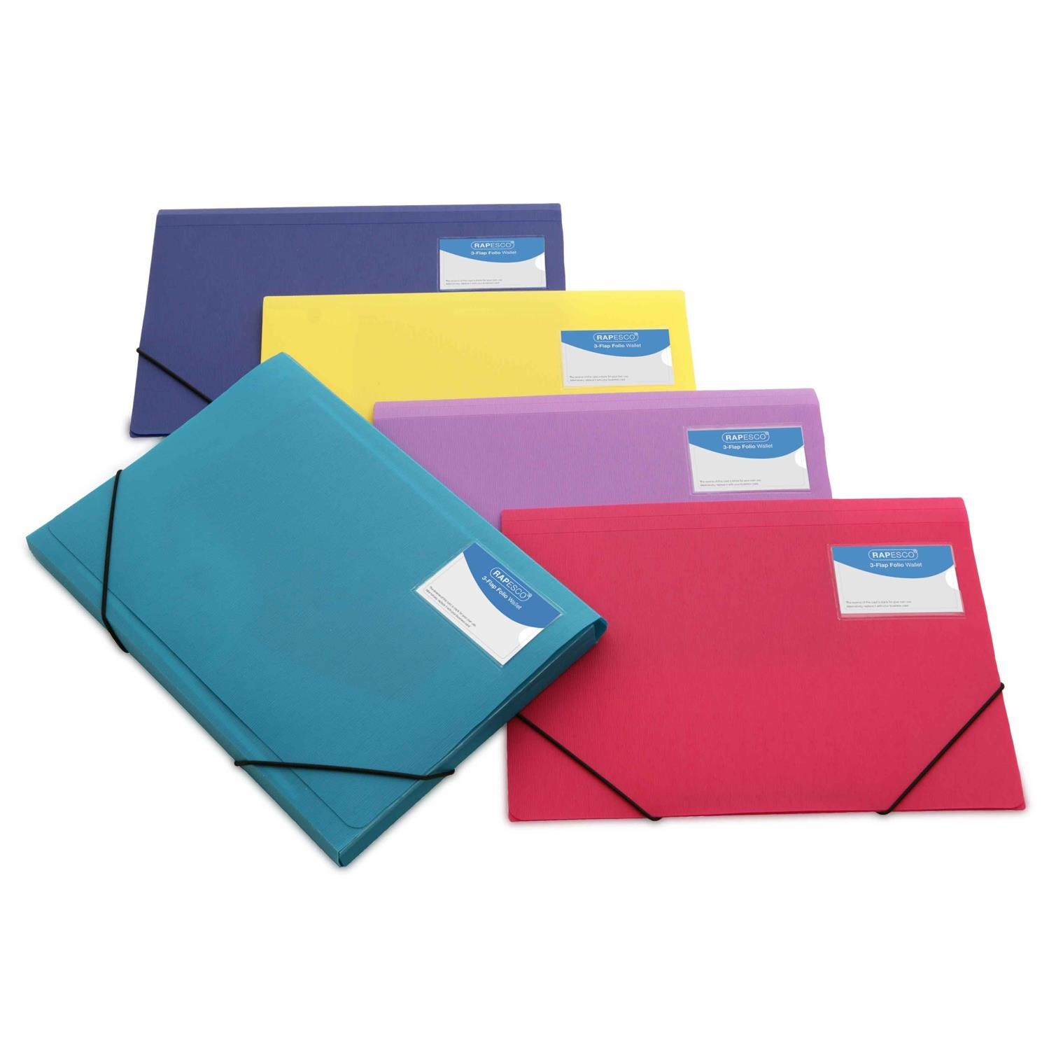 Porte-documents A4 Rapesco lot de 2 paquets de 5 chemises à 3 rabats colorées