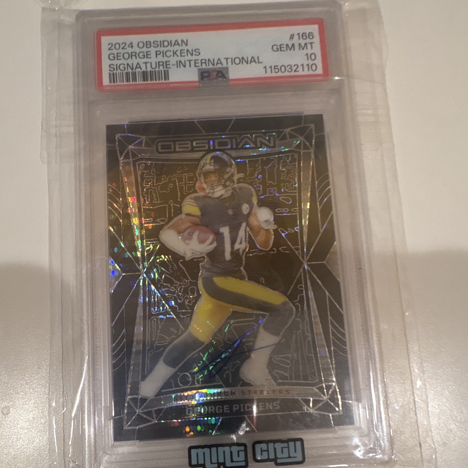 Panini 2024 Obsidian George Pickens International Signatures Auto #166 PSA 10