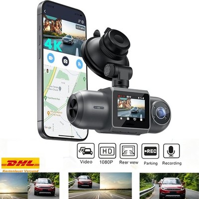 Dashcam Auto mit GPS, WiFi, Vorne Innen Dual 2,5K 1080P Parküberwachung