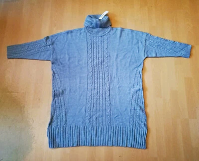 sheego - Damen Kleid grau Übergröße Rollkragen Strickkleid Gr. 56 - NEU - Bild 1 von 3