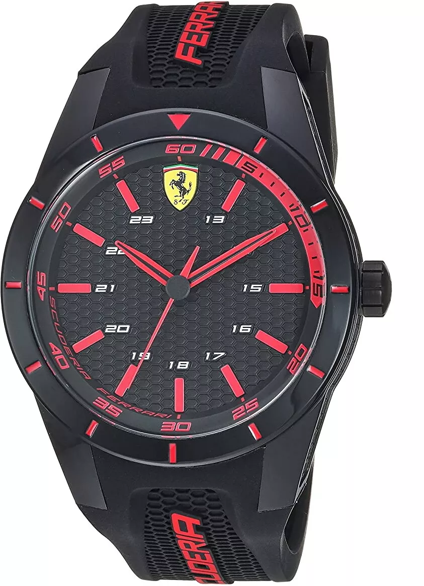 Ved en fejltagelse Ernæring Ælte Scuderia Ferrari 0870019 Red Rev Black Dial Black Silicone Band Mens Sport  Watch | eBay