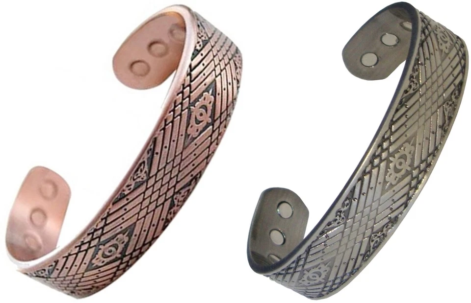 Mens or Womens Magnetic Therapy Bracelet Celtic Copper Criss Cross Bangle New