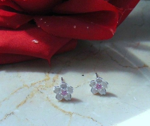 925 Silber Splitter weiße Rose Ohrstecker Zirkon Strass Ohrring - Bild 12 von 13