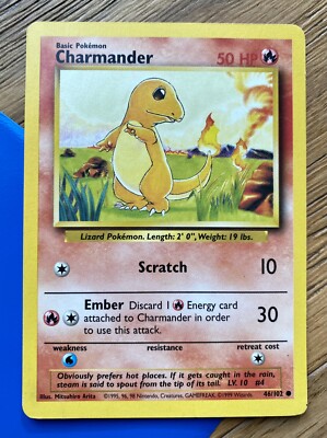 1995 Charmander Pokemon Card 46/102 Rare! In Excellent Condition
