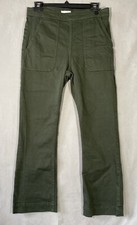 H M Girls Chino Pants Size 10 Slim Boot Cut Pants with Side Zipper Olive Green