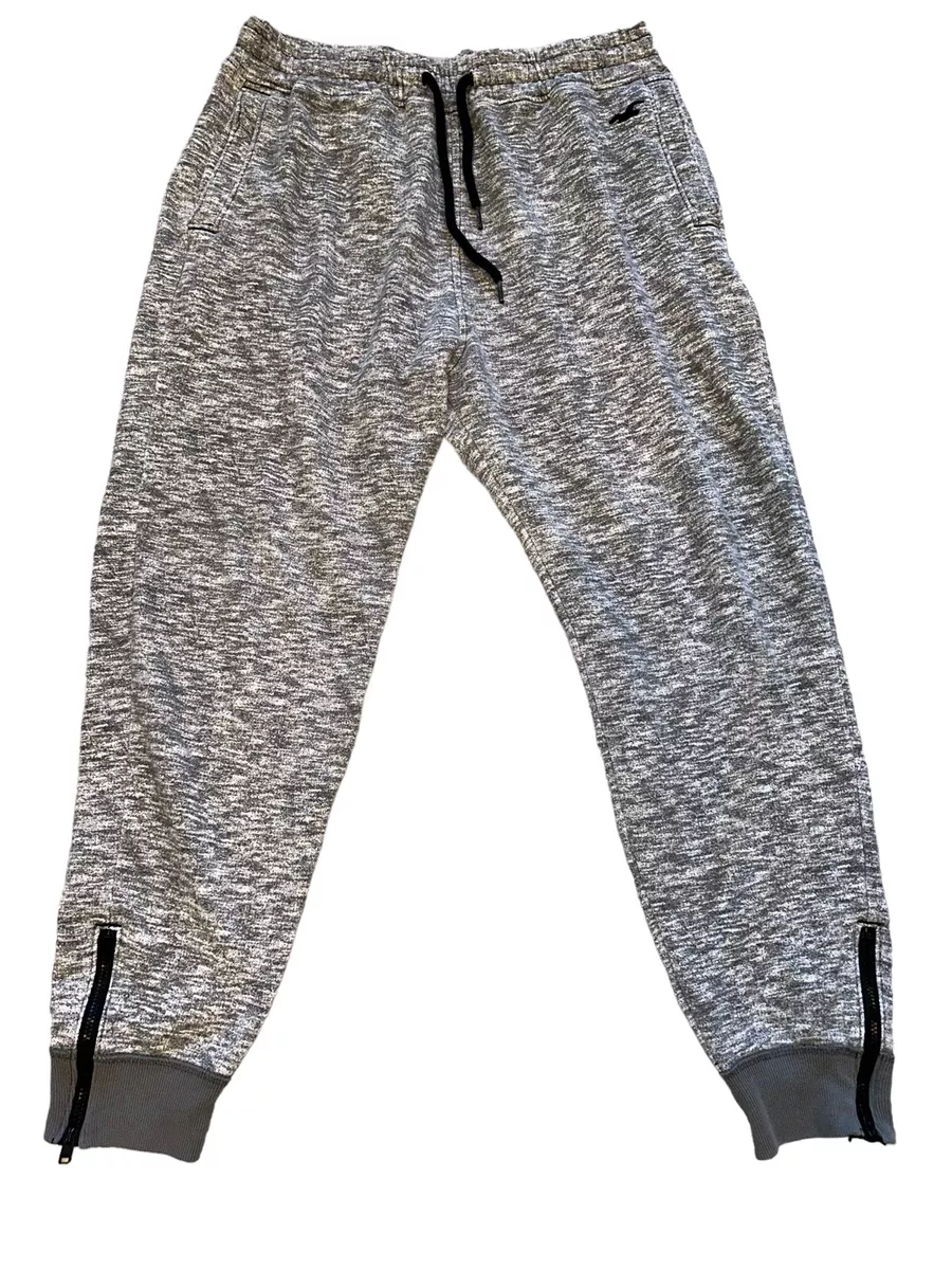 Hollister Mens Joggers Jogging Bottoms Grey Fleece Logo, Size M Medium