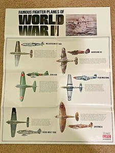 Vintage TIME LIFE BOOKS Poster "Famous Fighter Planes of World War II" 22" x 28"