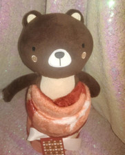 Holiday Teddy Bear Set with Red and Brown Color Snowflake Patten Blanket