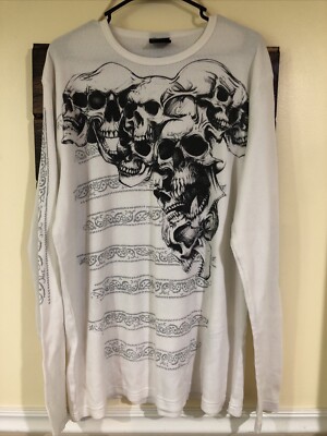 Y2K Vintage MMA Elite White Long Sleeve Thermal Shirt Mens XXL