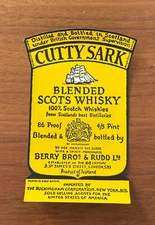 Vintage Cutty Sark Scots Whiskey Labels Unused from 1970's  4/5 Pint Bottle 
