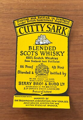 Vintage Cutty Sark Scots Whiskey Labels Unused from 1970's  4/5 Pint Bottle 