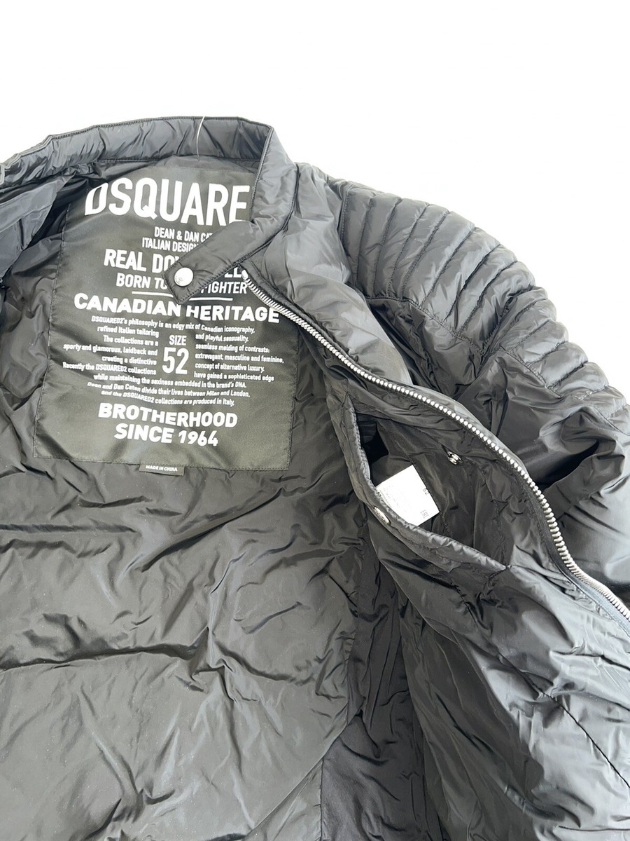 Authentic DSQUARED2 Down Biker Jacket Mens Puffer Black Sz Authentic DSQUARED2 Down Biker Jacket Mens Puffer Black Sz
