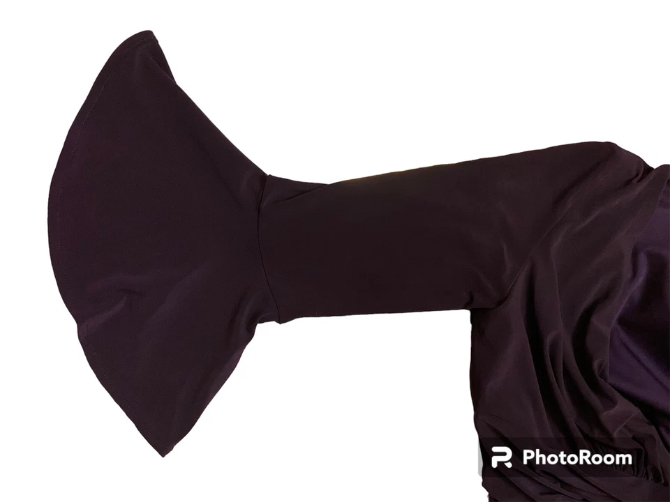 Anne Klein Purple Knee Length Ruched Wrap Long Sleeve Women's Dress Size 8 - Image 3 of 4