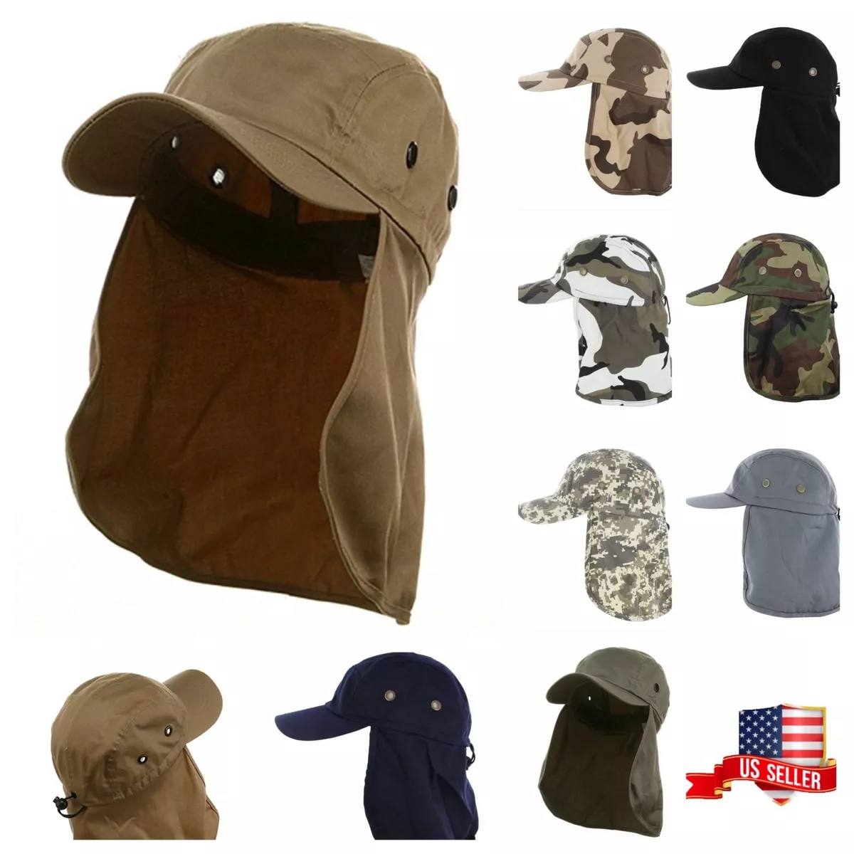 Neck Cover Garden Camping Cap Hunting Hiking Fishing Ear Flap Sun Camo Army  Hat