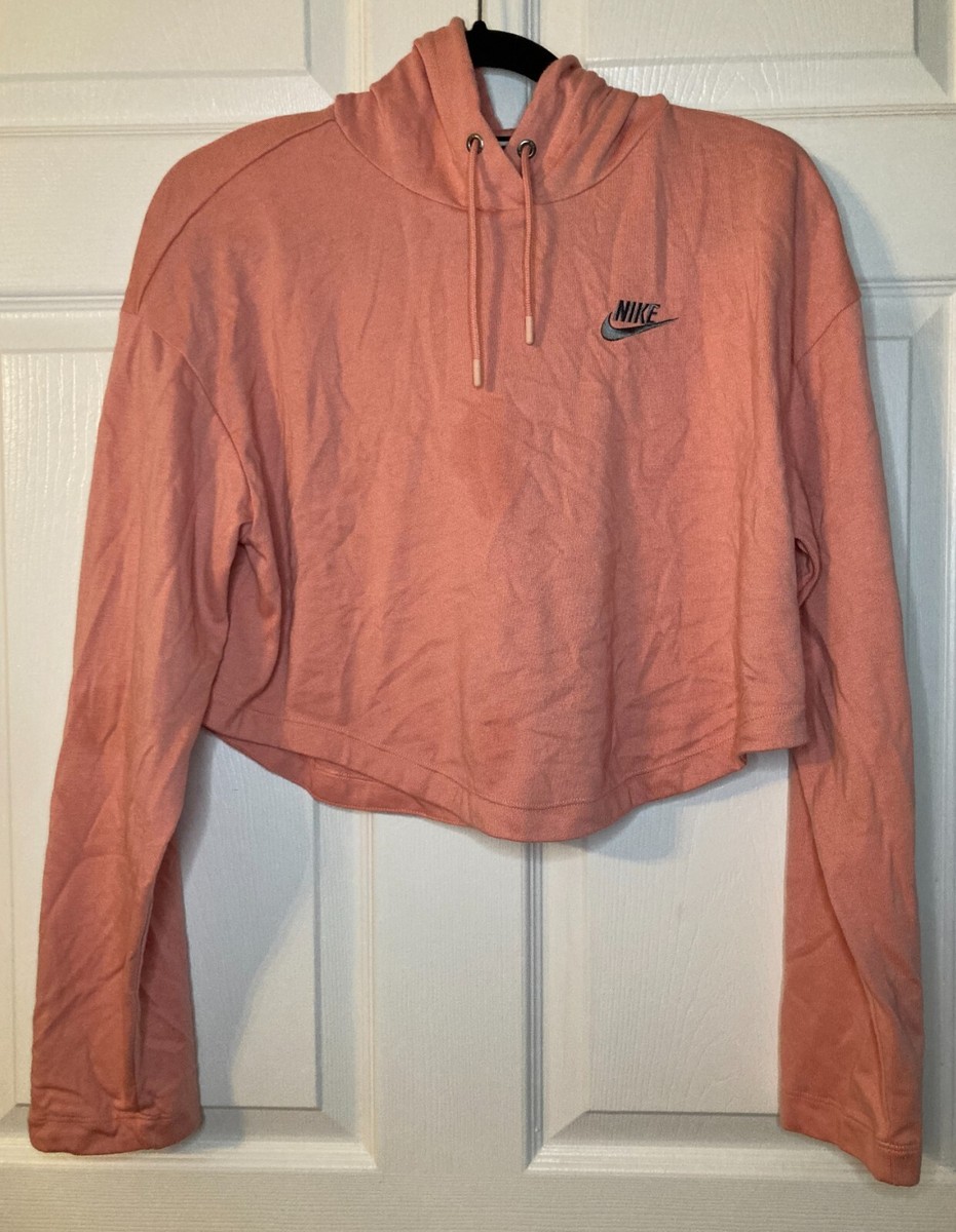 Nike Women's Oversized Cropped Pullover Hoodie Peach Size S