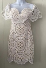 Lulus Size Small Ivory Lace Bellissimo Off-the-Shoulder Bodycon Dress EUC