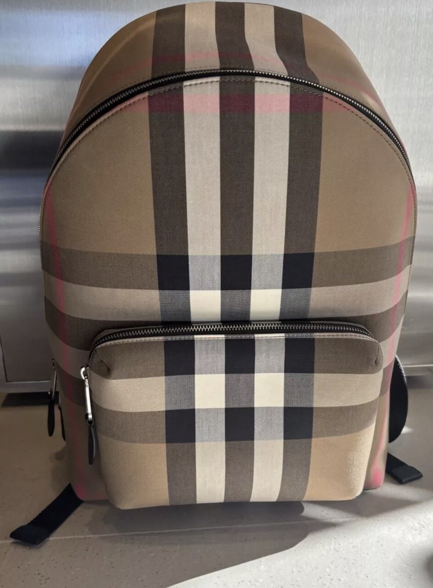 Burberry★素敵！Jeffバックパックキャンバスチェック Burberry Jeff Check Canvas Backpack Bookbag for sale online