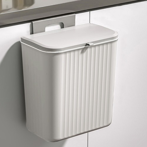 9L Kitchen Cabinet Door Cupboard Hanging Trash Can With Lid Wall Mount Waste Bin - Picture 17 of 41
