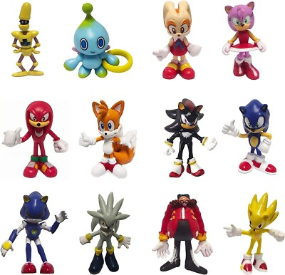 #ad Sonic The Hedgehog Action Figures 12PCS Sonic Party Favors Cake Toppers $17.99