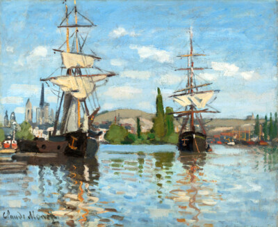 Schiffe auf der Seine bei Rouen (1872 1873) von Claude Monet