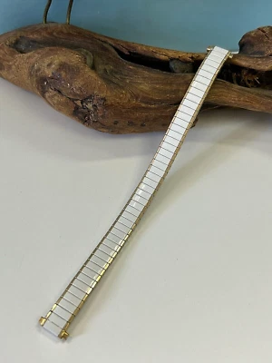 10 11 12 13 mm LADIES SPEIDEL WHITE & GOLD SS METAL STRETCH WATCH BRACELET BAND - Image 1 of 4