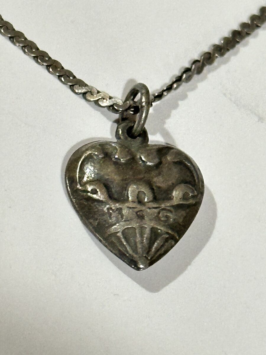 Vintage 40s Sterling Silver Small Puffy Heart Sweetheart Vintage 40s Sterling Silver Small Puffy Heart Sweetheart