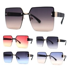 Womens Rimless Oversize Rectangle 90s Butterfly Sunglasses