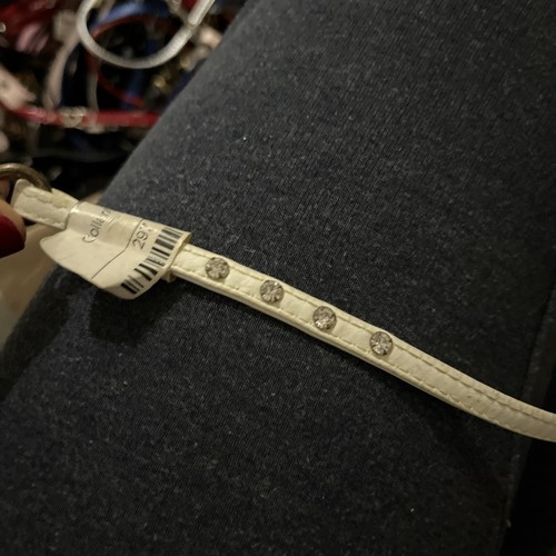 Collare e guinzaglio per cani di design bianco scintillante 12 fiocchi di perline - Foto 3 di 4