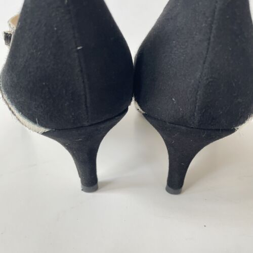 Ron white black Suede kitten heel Zebra Adjustable Stripe 39 9 - Picture 7 of 9