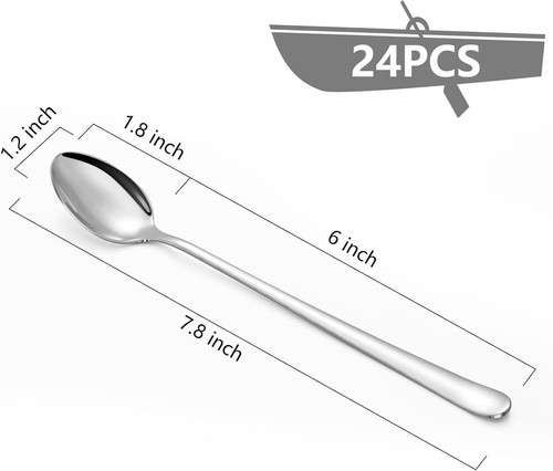 24pcs Long Handled Stainless Steel Coffee Spoon Cold Drink Ice Cream Tea Spoon~ - Picture 3 of 8