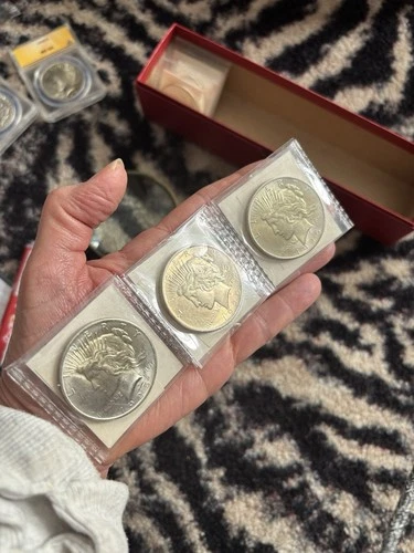 Lot of 3 Peace Silver Dollars 1925 P  BU - birds got feathers UNC