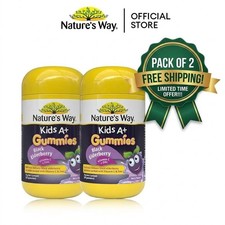 Nature's Way Kids Elderberry Gummies Vit C Zinc 30 Count x 2 Twin Pack