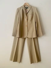 Body By Victoria Women’s Blazer Sz 8 Trouser Pants Sz 6 Set Beige Preppy Office