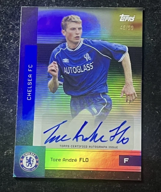 Tore Andre Flo 2025-26 Topps Chelsea Team Set Base Auto Pink Rainbow Foil /99