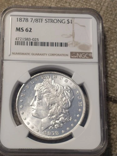 1878 7/8 TF Strong NGC MS 62, Bright White Luster, Nice Strike