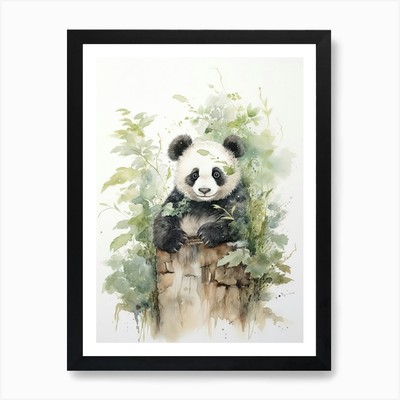 Panda Art Drawing Watercolour 3 Art Framed Wall Art Poster Canvas Print Picture