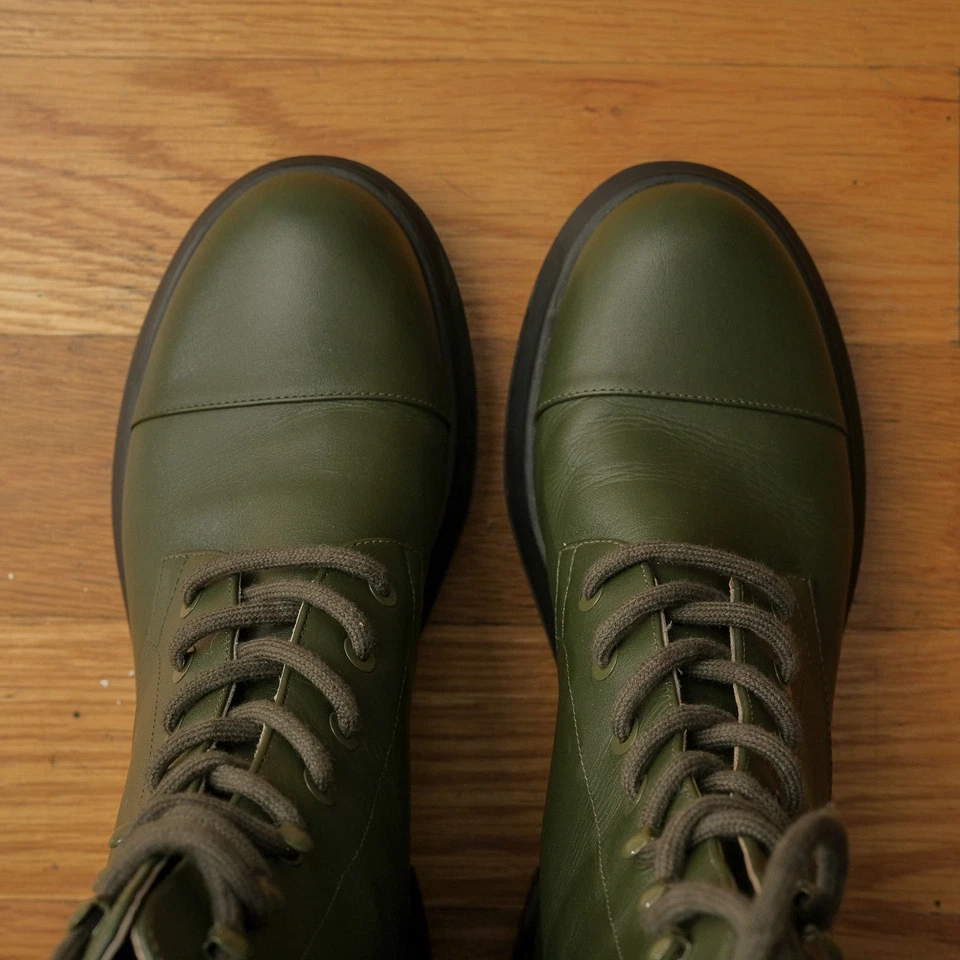 Stuart Weitzman Ниша кожаный зажим подошвы боя ботинки оливковый зеленый женщин 8.5C - Изображение 2 из 4