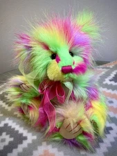 Charlie Bears “Stardust” 2024, 11” Plush Neon Rainbow Bear, Original Tags CUTE!