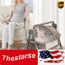 Foldable Music Remoter Control Rocker Sleeping Basket Cot,5 Gears Adjustable