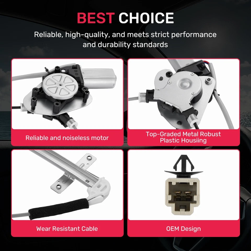 For 2001-2005 Honda Civic Rear Right Power Window Regulator w/Motor 741-745 Foto 2 de 4