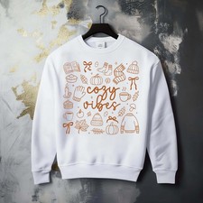 Fall Pumpkin Season Cozy Vibes Crispy Leaf Fun Whimsical Graphic Cozy Sweatshirt