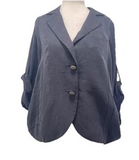 Trina Turk Tencel Black Women s 2 Button Swing Blazer Jacket Size 2 Office Party