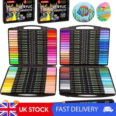 120 lebendige Acrylmalstifte Set - Pinselmarker auf Wasserbasis für alle Oberflächen