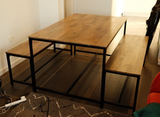 Dining Table Bench Set For 4 to 6 People Solid Wood